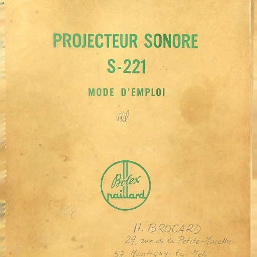 Pojetcteur sonore   S - 221 more d'emloi    H, BROCARD