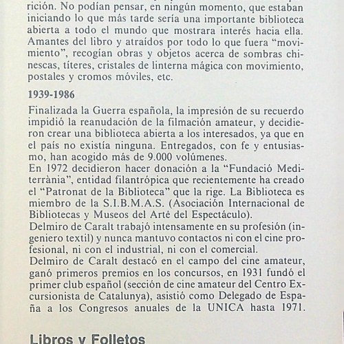 Folleto BIBLOTECA DEL CINEMA DELMIRO DE CARALT   1117762