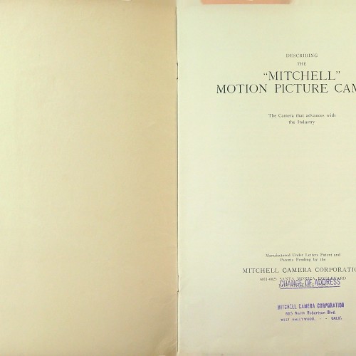 Libro MITEHELL MOTION PICTURE CAMERA