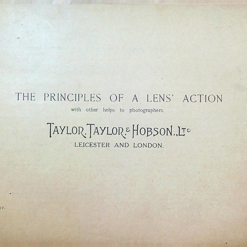 "THE PRINCIPLES OF A LENS ACTION - TAYLOR TAYLOR HOBSON"