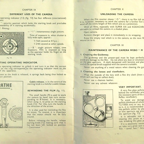 "INSTRUCTIONS FOR THE PATHE CAMERA" 9.5 & 16 MM