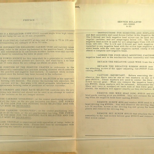 "iNSTRUCTIONS FOR PROJECTION EQUIPMENT TYPE 55000, 055001, 55002."