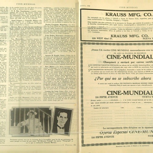 "CINE MUNDIAL JUNIO 1920 WALLACE REID"