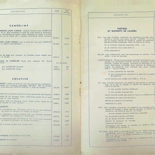 "LISTE DE PRIX - CAMEFLEX CM 3B - ECLAIR INTERNATIONAL"
