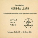 "Tabla de profundidad de campo para los objetivos - KERN PAILLARD - modelo f=16 mm"