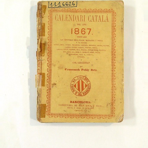 "CALENDARI CATALÁ DEL ANY 1867" Ref 1116626