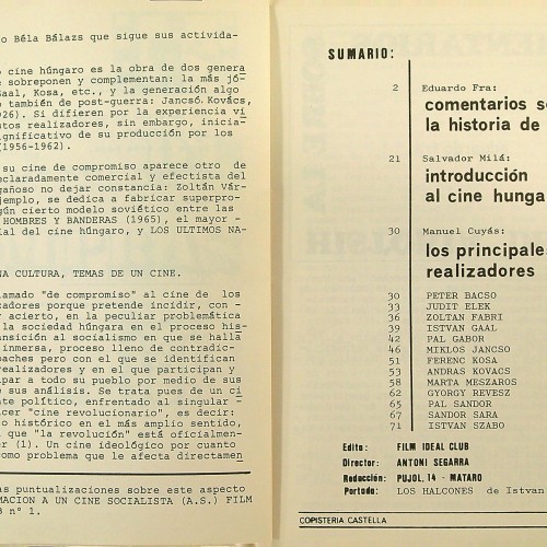"CINE HUNGARO - Film ideal club mataró" 1973 - Ref 1117371