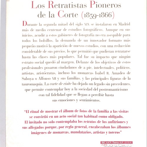 Libro: Los retratistas pioneros de la Corte (1859–1866)