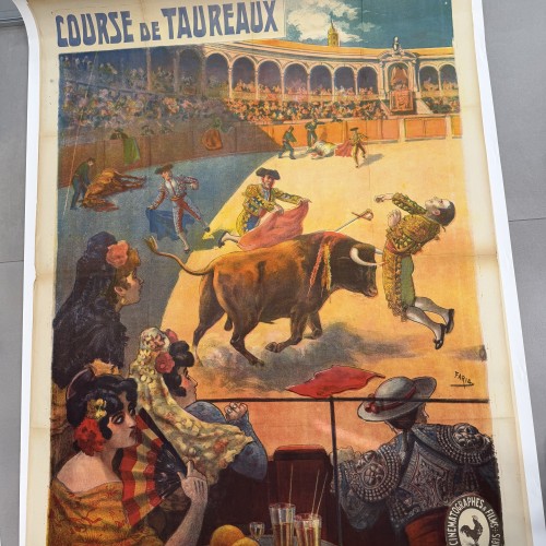 Cartel Course de Taureaux” (Corrida de toros), Pathé Frères, formato 120×160 cm (grande affiche).