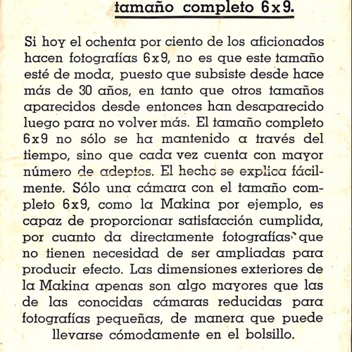 Folleto publicitario de la cámara Plaubel Makina I