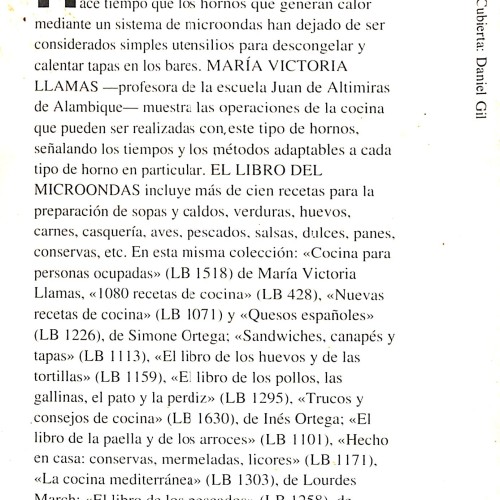 Libro: El libro del microondas, de María Victoria Llamas,