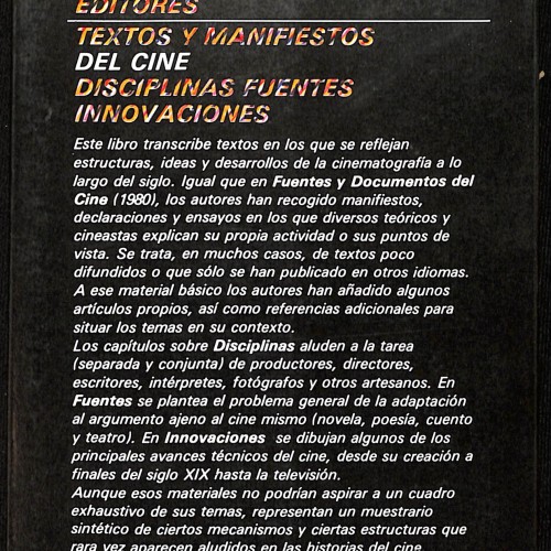 Libro: Textos y manifiestos del cine. Disciplinas, fuentes, innovaciones.