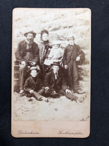 Carte de visite victoriana familia en la playa