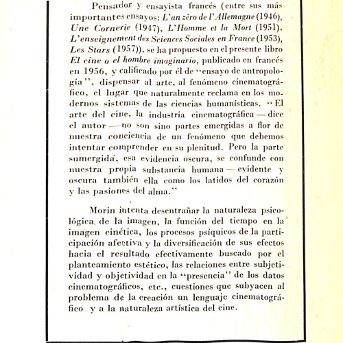Libro: El cine o el hombre imaginario