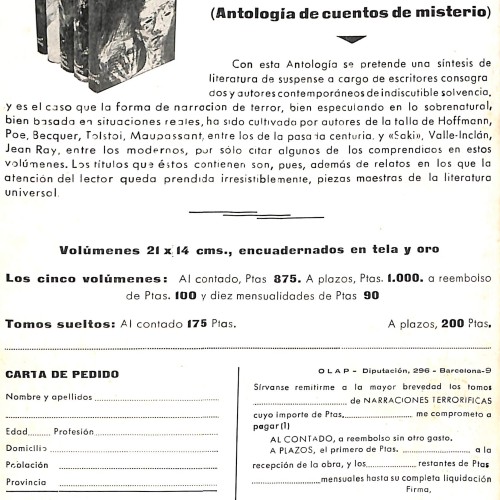 Narraciones Terroríficas (folleto promocional) y Alfred Hitchcock Magazine, n.º 25