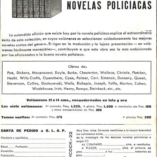 Antología de las mejores novelas policíacas (folleto publicitario) y Hitchcock Magazine – Revista del Suspense, n.º 22