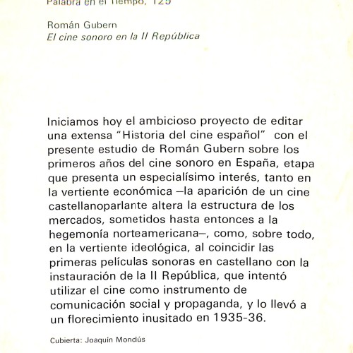 Libro — El cine sonoro en la II República (1929–1936)