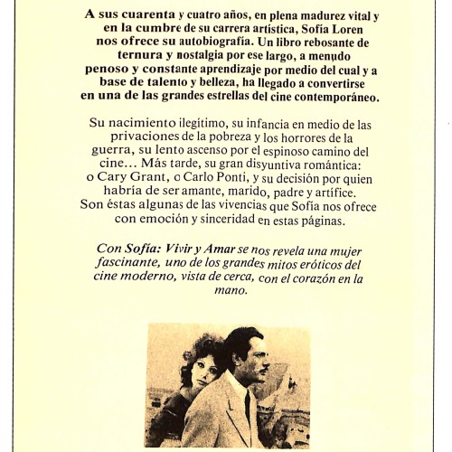 Libro - Sofía. Vivir y amar (autobiografía de Sophia Loren) finales de los años 1970