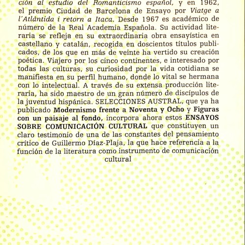 Libro - Ensayos sobre comunicación cultural - Guillermo Díaz-Plaja