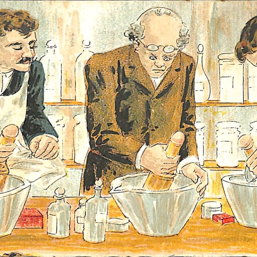 Tarjeta postal ilustrada satírica de temática erótica