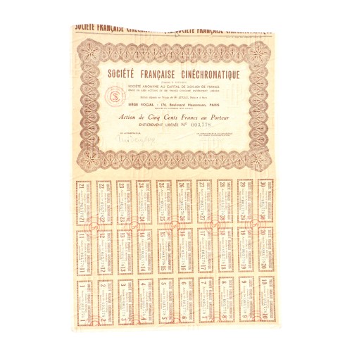 Acciones Societe Française Cinechromatique - R.Berthon