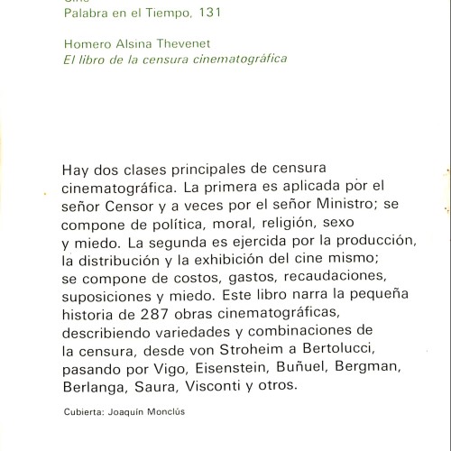 Libro; El libro de la censura cinematográfica