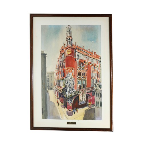 Acuarela realizada durante el periodo 1993-1995 por Josep Marfá - Fachada del Palau de la Música Catalana