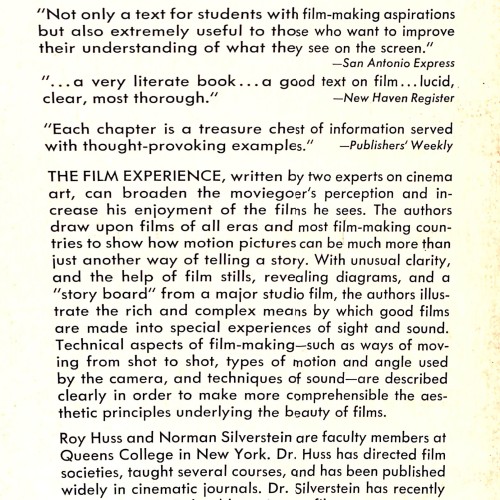 Libro; The Film Experience. Elements of Motion Picture Art de Roy Huss y Norman Silverstein