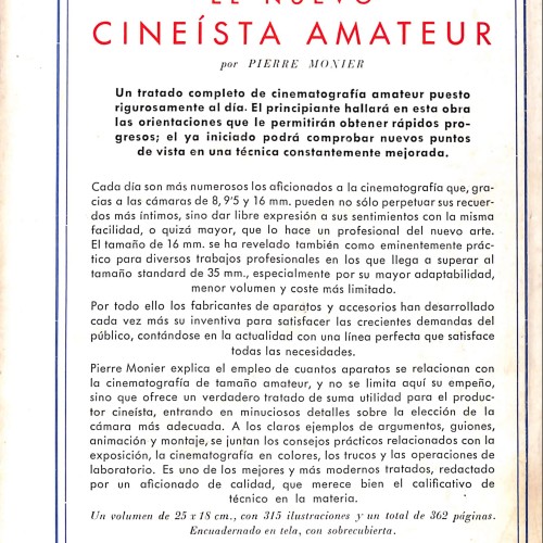 Libro;  El cinema de 8 m/m. De la toma de vistas a la proyección