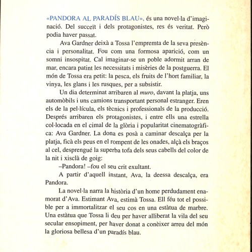 Libro; Pandora al Paradís Blau – Antoni Pastor i Foraster
