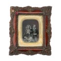 Ambrotipo retrato mujer y niño