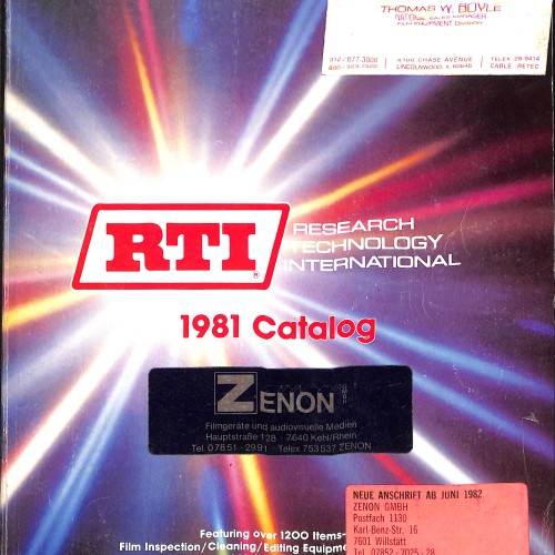 Libro:  RTI – Research Technology International 1981 Catalog