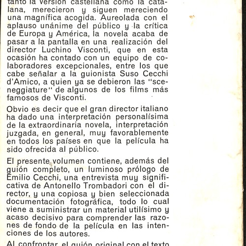 Libro:  El Gatopardo (Screenplay/Guion).
