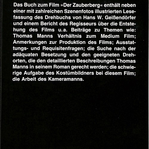 Libro: Der Zauberberg (La Montaña Mágica).