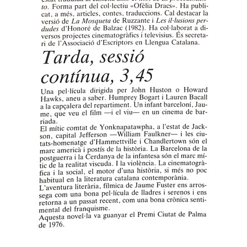 Libro: Tarda, sessió contínua, 3,45.