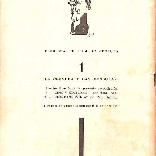 Libro:  Problemas del film: La Censura (Boletín n.º 1).