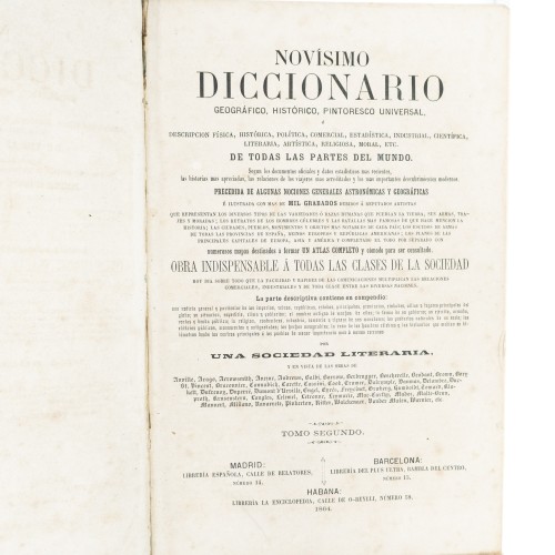 Libro Novisimo Diccionario Tomo segundo - Una sociedad literaria