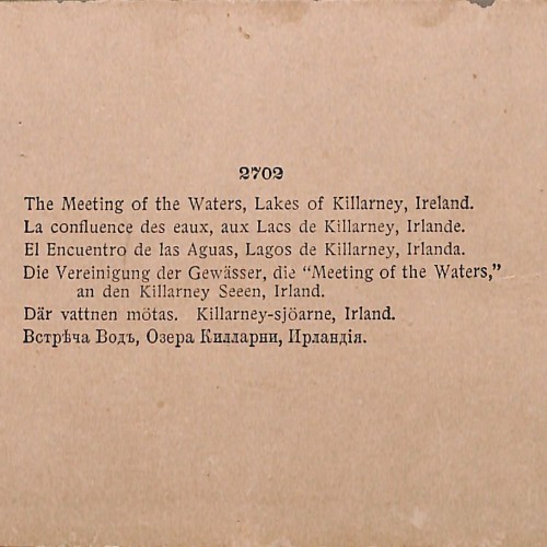 Vista estéreo de cartón The Meeting of the Waters, Lakes of Killarney, Ireland