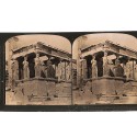 Vista estéreo de cartón Portico of the Caryatides on the Erechtheum, Acropolis, Athens, Greece