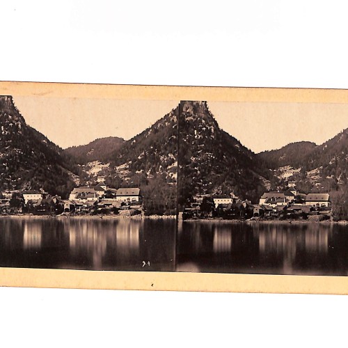 Vista estéreo de cartón Hallstatt, Salzkammergut, Austria