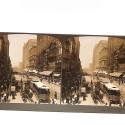Vista estéreo State St., North from Madison – Masonic Temple in distance, Chicago, U.S.A.”