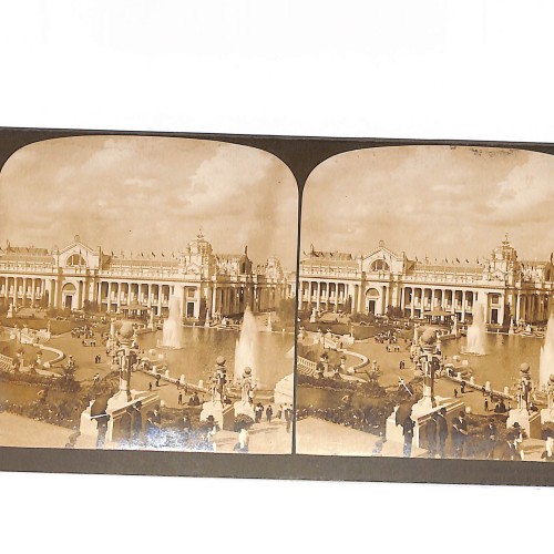 Vista estéreo Palacio de Bellas Artes y Jardines – Exposición Universal de St. Louis (Louisiana Purchase Exposition)