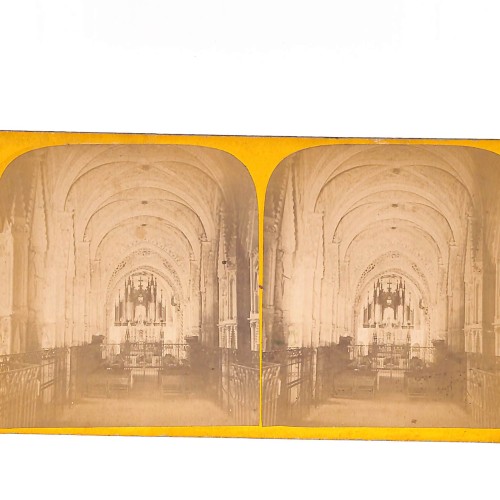 Vista estéreo Interior de la Abadía de Hautecombe (Savoie) — Nave y altar mayor