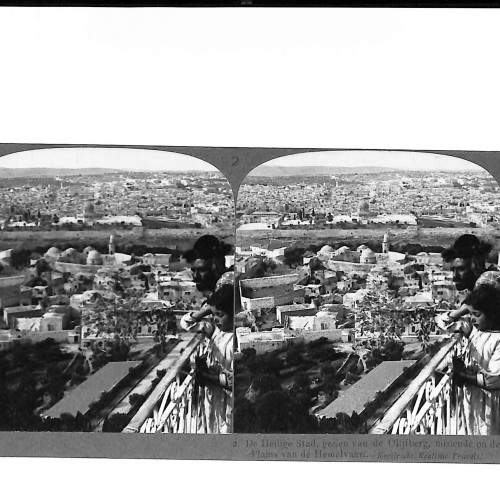 Vista estéreo De Heilige Stad, gezien van de Olijfberg – Jerusalén vista desde el Monte de los Olivos