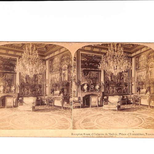 Vista estéreo Reception Room of Catherine de Medicis, Palace of Fontainebleau, France.