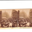 Vista estereoscópica  L“Cheapside, centro comercial de Londres con tráfico victoriano”