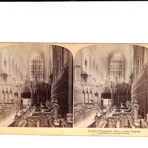 Vista estereoscópica “Interior de la Abadía de Westminster – coro y nave gótica, vista estereoscópica, c.1896”