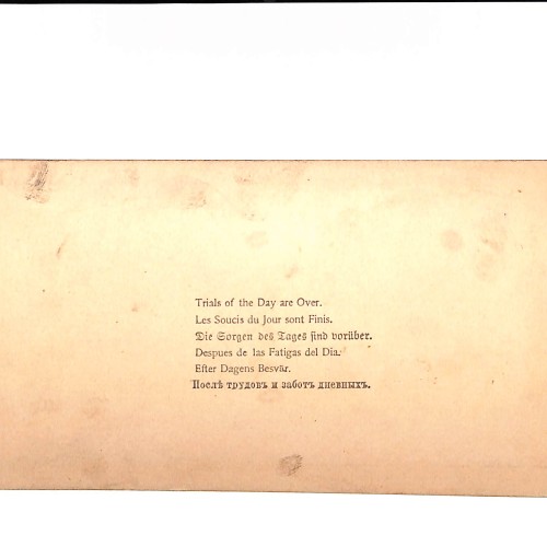 Vista estereoscópica “Trials of the Day are Over” – escena doméstica victoriana