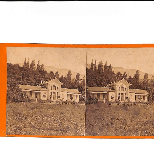 📷 Vista estereoscópica “Grande Maison de Maurice – Villa colonial en jardín tropical (probable Indochina francesa)”