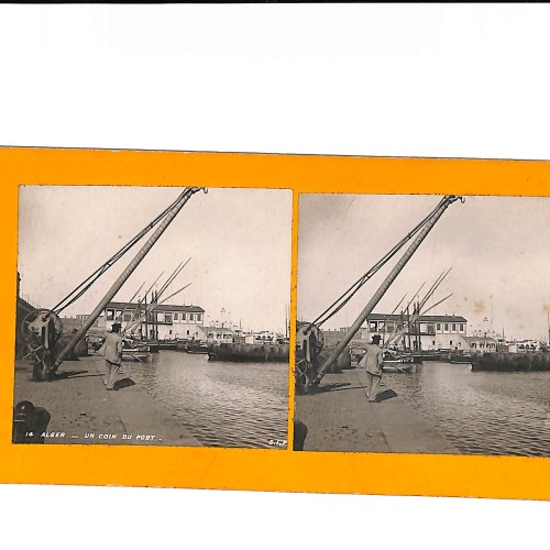 📷 Vista estereoscópica  “Alger – Un coin du port (Puerto de Argel)”